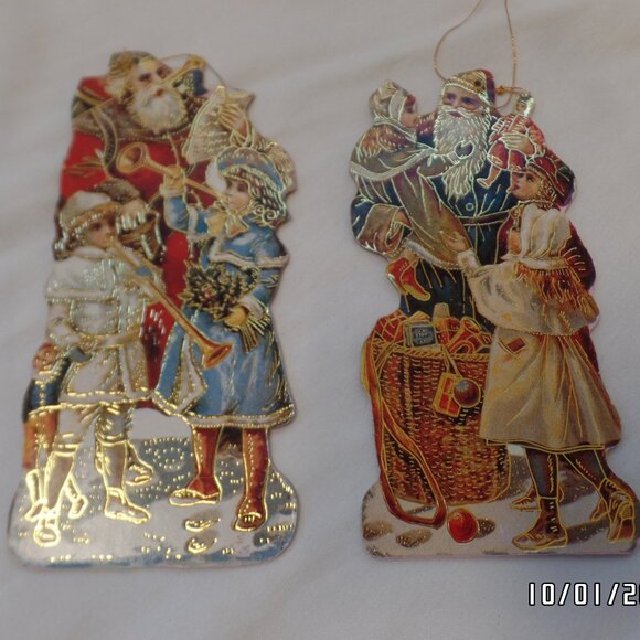 Vintage 1986 Merrimack? Ornaments 2 sided Hong Kong Outlined in Gold Old World - Picture 9 of 16